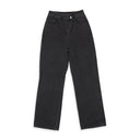 WASHED WIDE LEG SLANTED FLY BLACK WIDE-LEG JEANS