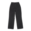 WASHED WIDE LEG SLANTED FLY BLACK WIDE-LEG JEANS