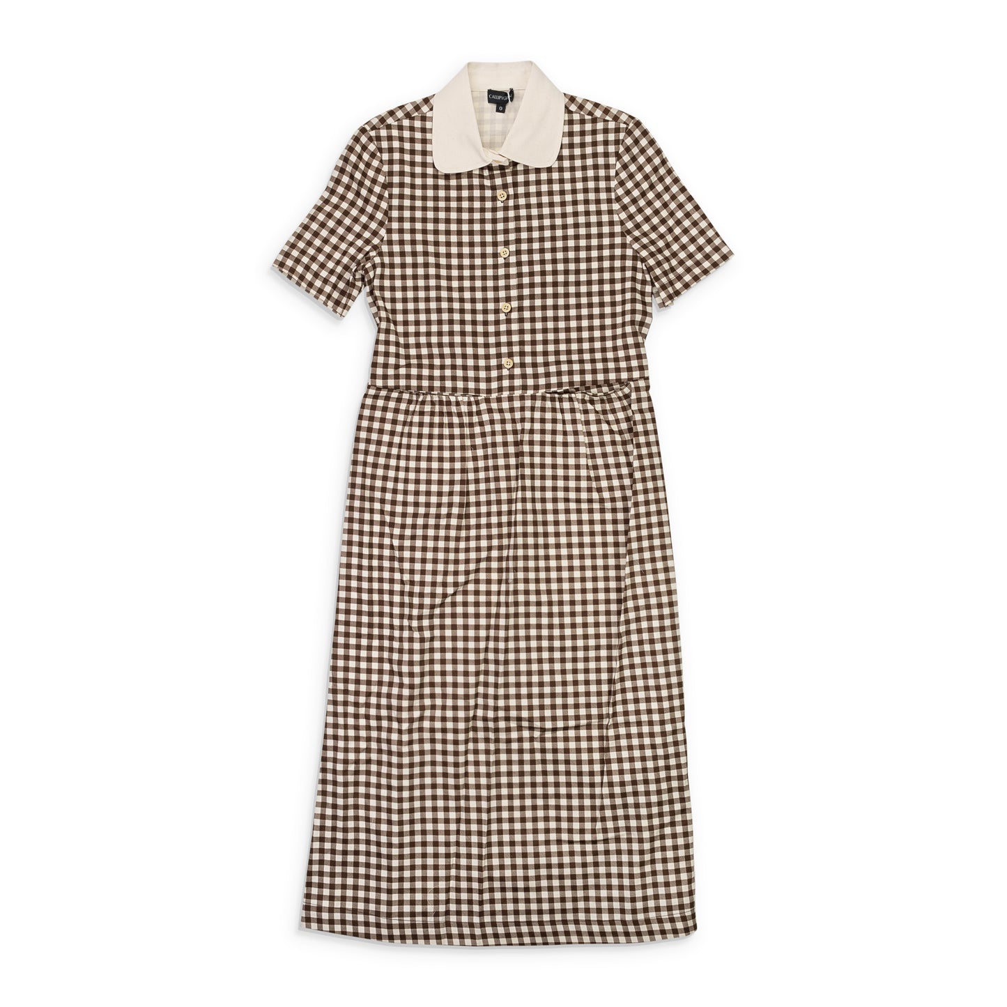 GINGHAM POCKET BROWN SUN DRESS