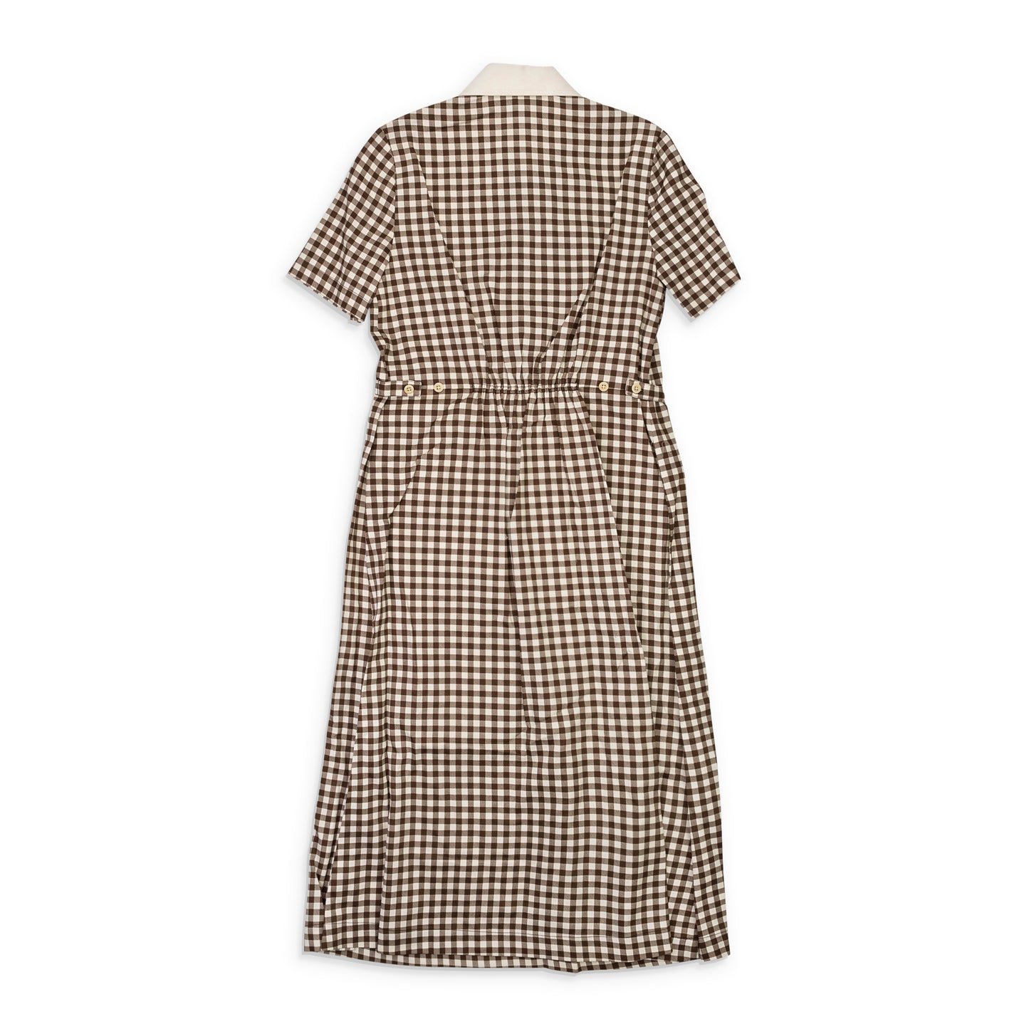 GINGHAM POCKET BROWN SUN DRESS