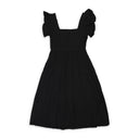 POPLIN?TIERED BLACK MINI DRESS