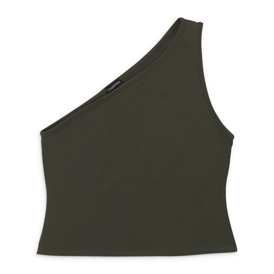 ONE SHOULDER TOP GRAY TANK