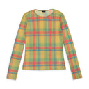 PLAID LONG SLEEVE MESH CREWNECK MULTICOLOR SWEATER