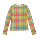 PLAID LONG SLEEVE MESH CREWNECK MULTICOLOR SWEATER