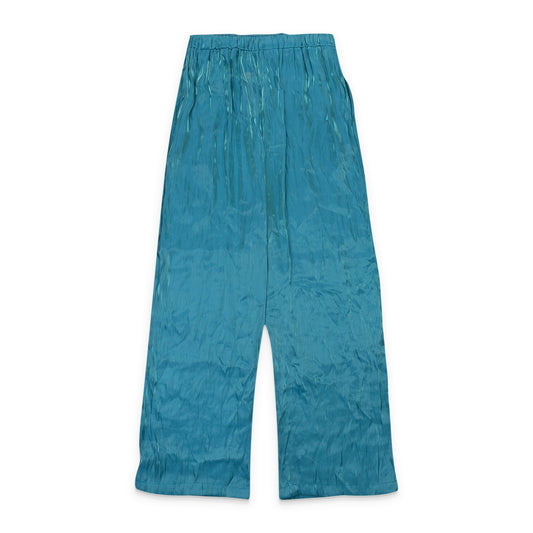 IRIDESCENT PULL ON BLUE WOMEN'S STRAIGHT PANTS