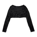 CRUSHED VELVET BLACK CROP TOP