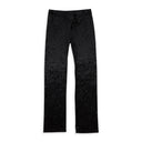 CRUSHED VELVET BLACK WOMEN'S STRAIGHT PANTS