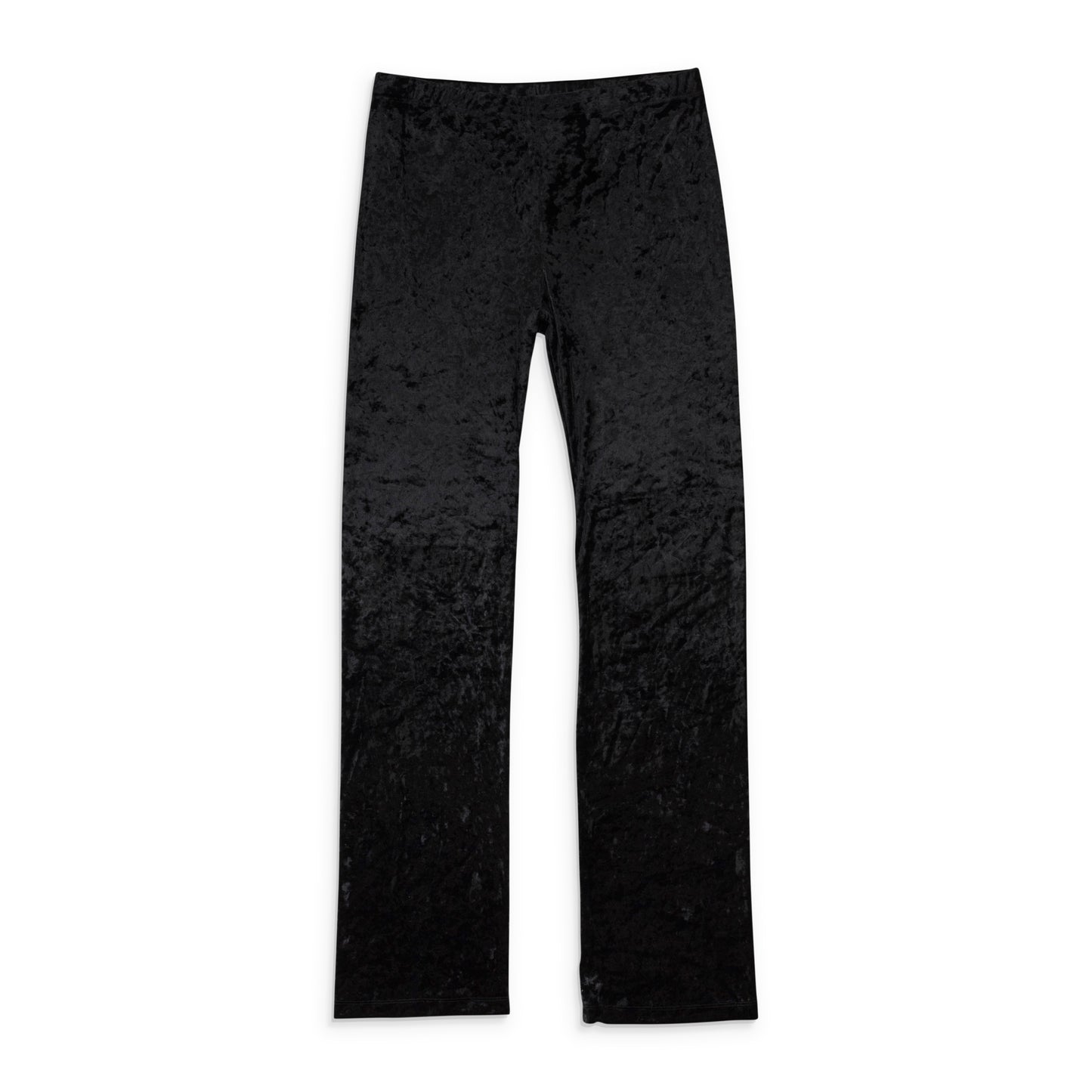 CRUSHED VELVET BLACK WOMEN'S STRAIGHT PANTS