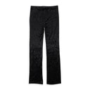 CRUSHED VELVET BLACK WOMEN'S STRAIGHT PANTS