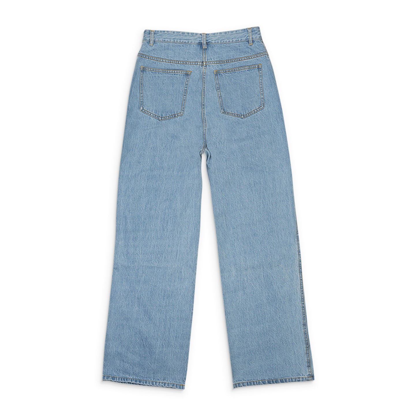 WASHED WIDE LEG SLANTED FLY BLUE WIDE-LEG JEANS