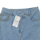 WASHED WIDE LEG SLANTED FLY BLUE WIDE-LEG JEANS