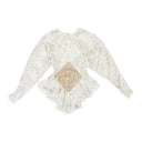 JACQUARD FLORAL DOLMAN SLEEVE CREAM, GOLD BLOUSE