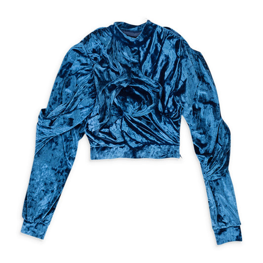 VELVET WRAP ROYAL BLUE BLOUSE