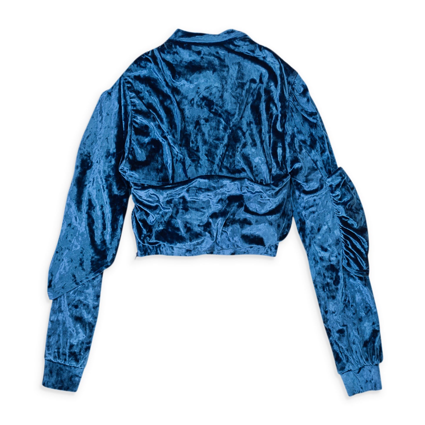 VELVET WRAP ROYAL BLUE BLOUSE