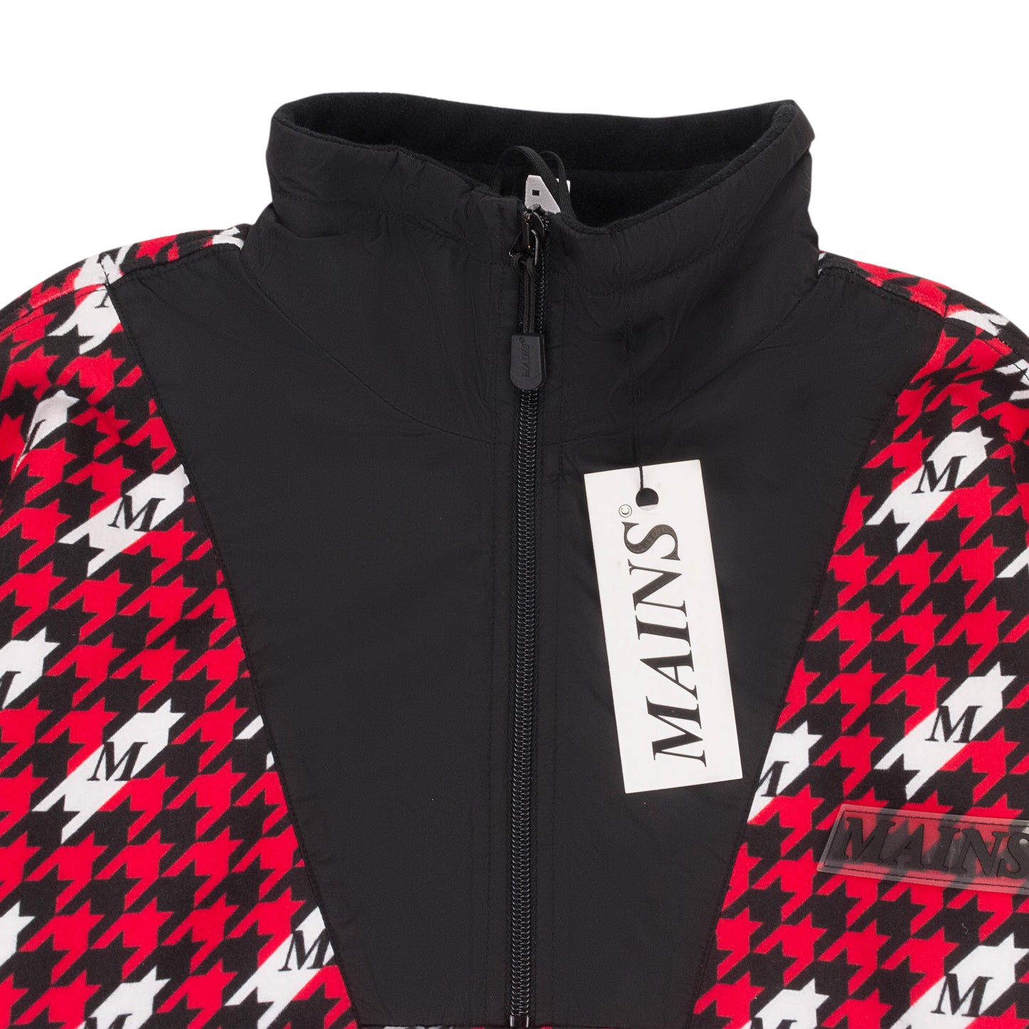 QUARTER ZIP HOUNDSTOOTH BLACK RED SWEATSHIRT