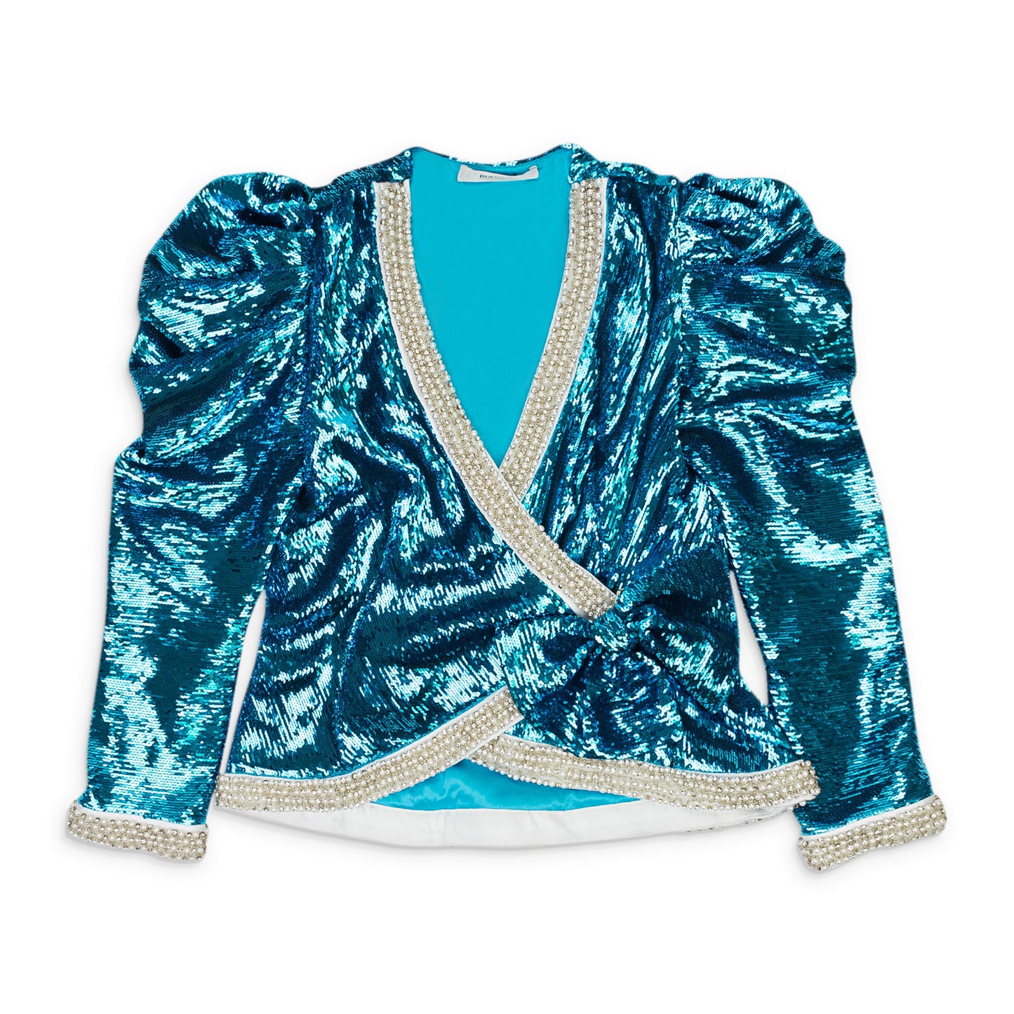 SEQUINED TEAL WRAP JACKET