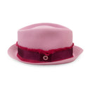 BEAVER FRINGE TRIM PINK RED FEDORA HAT