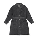 WASH DENIM BLACK TRENCH COAT