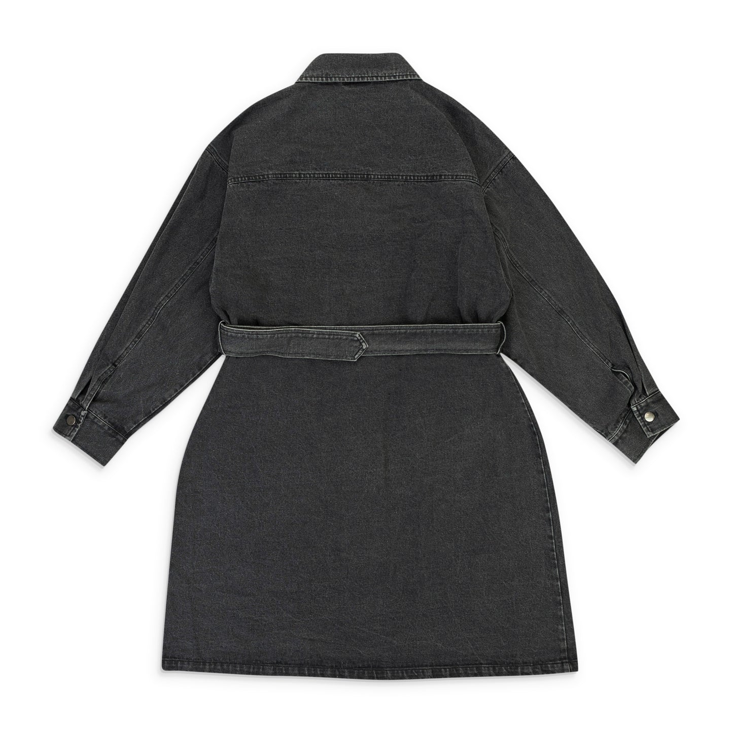 WASH DENIM BLACK TRENCH COAT