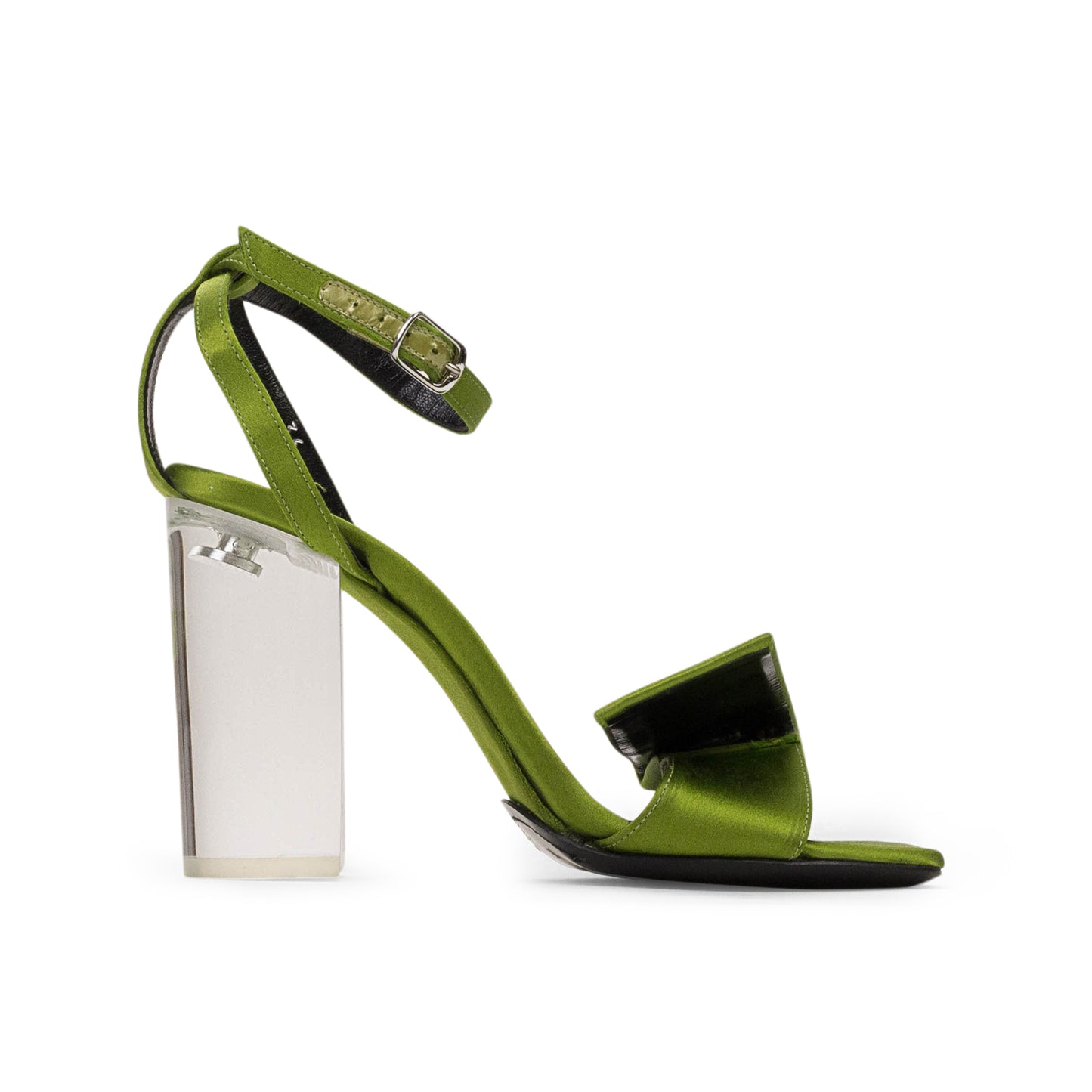 SATIN LUCITE LIME HEEL