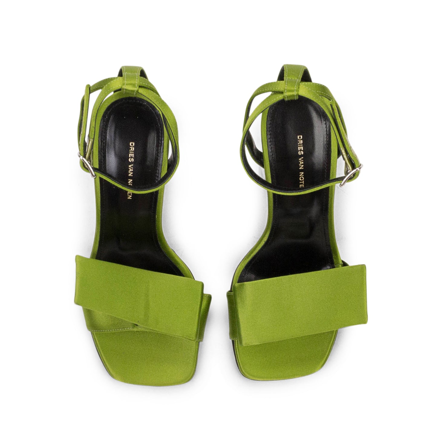 SATIN LUCITE LIME HEEL