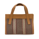 LEATHER AND WEAVE TAN SHOPPER BAG