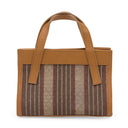 LEATHER AND WEAVE TAN SHOPPER BAG
