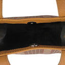 LEATHER AND WEAVE TAN SHOPPER BAG