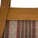 LEATHER AND WEAVE TAN SHOPPER BAG