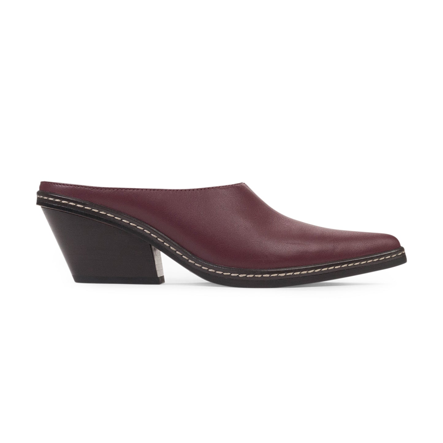 LEATHER BURGUNDY MULES