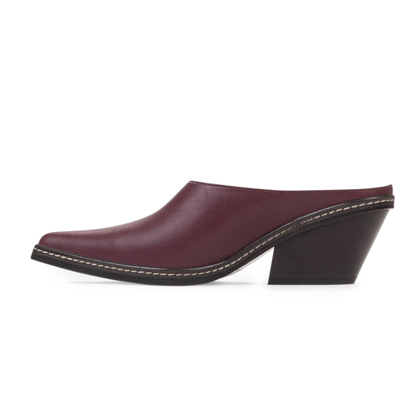 LEATHER BURGUNDY MULES