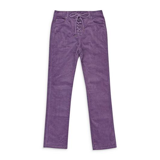 STRETCH CURDUROY PURPLE LACE-UP JEANS