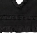 SATIN SMOCKED BLACK TANK TOP