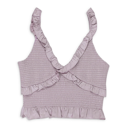 SATIN SMOCKED LILAC TANK TOP