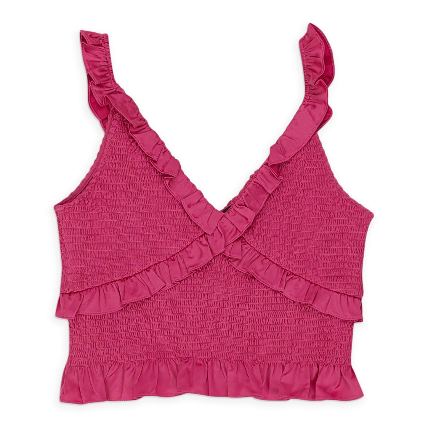 SATIN SMOCKED PINK TANK TOP