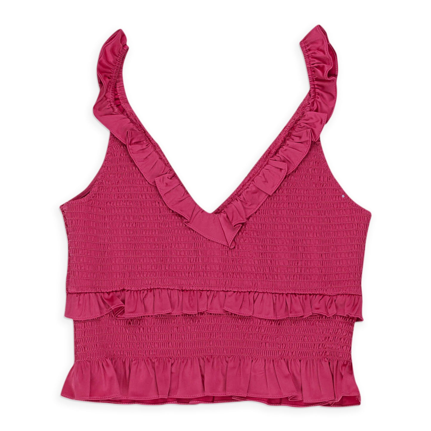 SATIN SMOCKED PINK TANK TOP