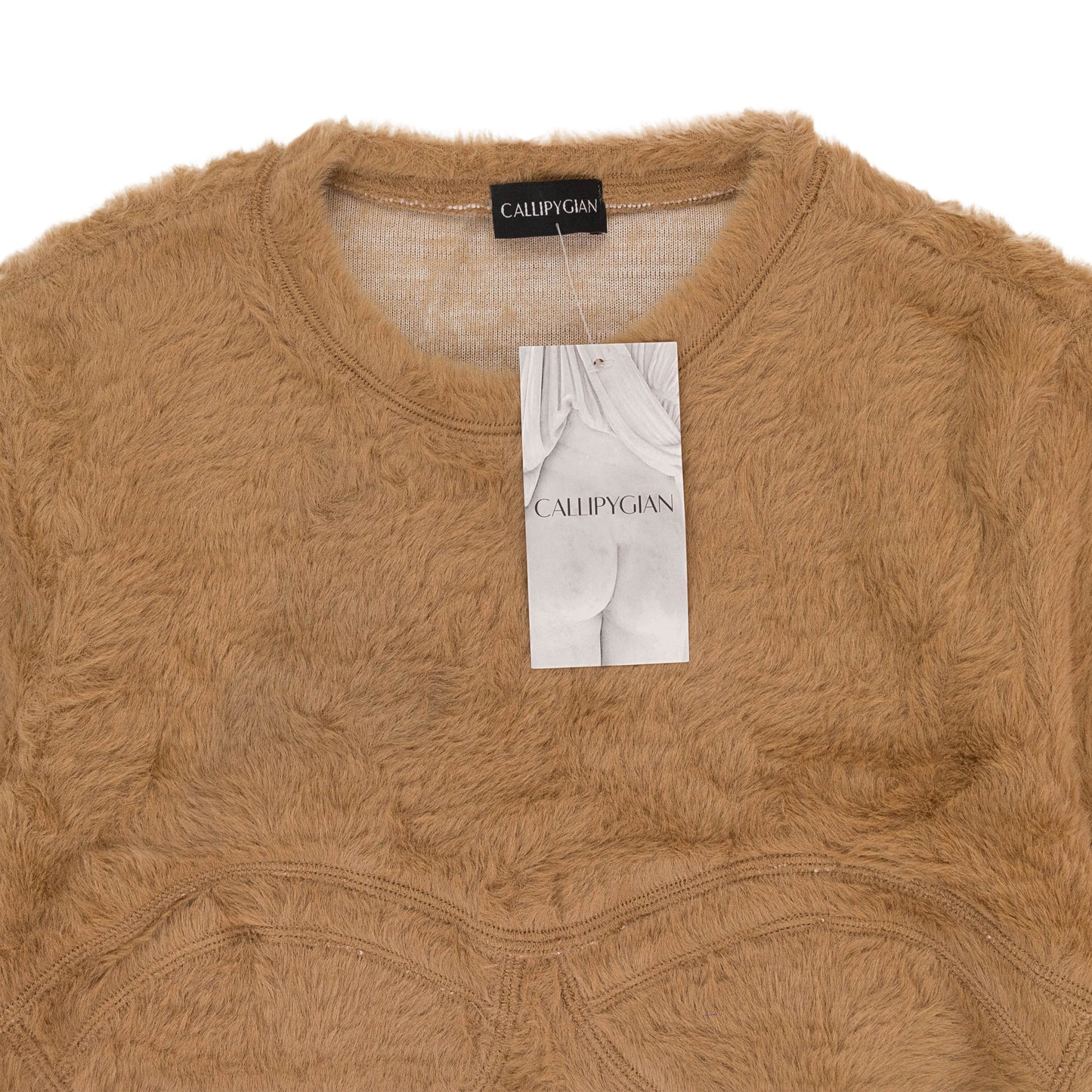 TEXTURED LS BUSTIER CAMEL T-SHIRT