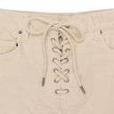 STRETCH CURDUROY OFF-WHITE LACE-UP JEANS