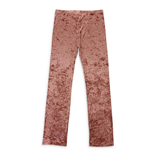 CRUSHED VELVET DUSTY PINK WOMEN'S STRAIGHT PANTS