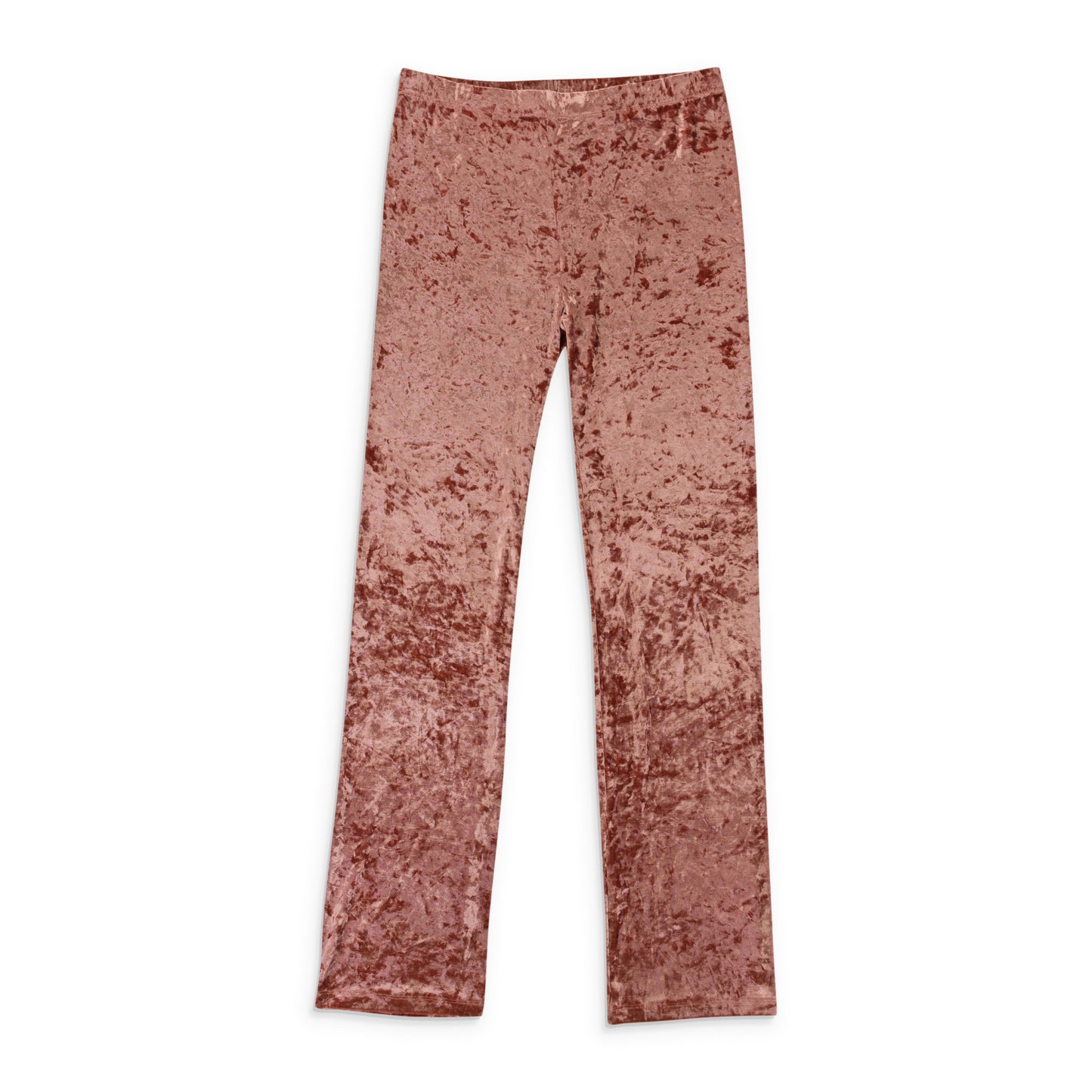 CRUSHED VELVET DUSTY PINK WOMEN'S STRAIGHT PANTS