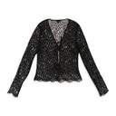 LACE TIE BLACK BUTTON-UP