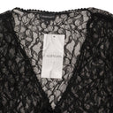 LACE TIE BLACK BUTTON-UP