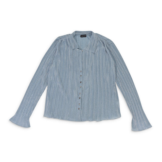 LUREX CRINKLE PALE BLUE BUTTON-UP