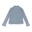 LUREX CRINKLE PALE BLUE BUTTON-UP