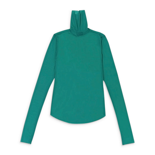 SOLID MESH JADE GREEN TURTLENECK