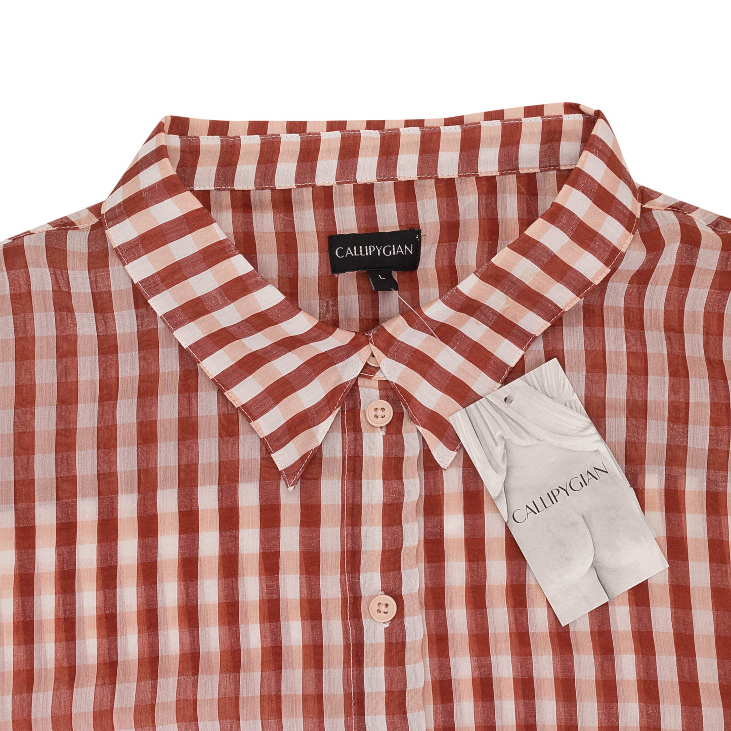 GINGHAM OVER SHIRT RUST BUTTON-UP