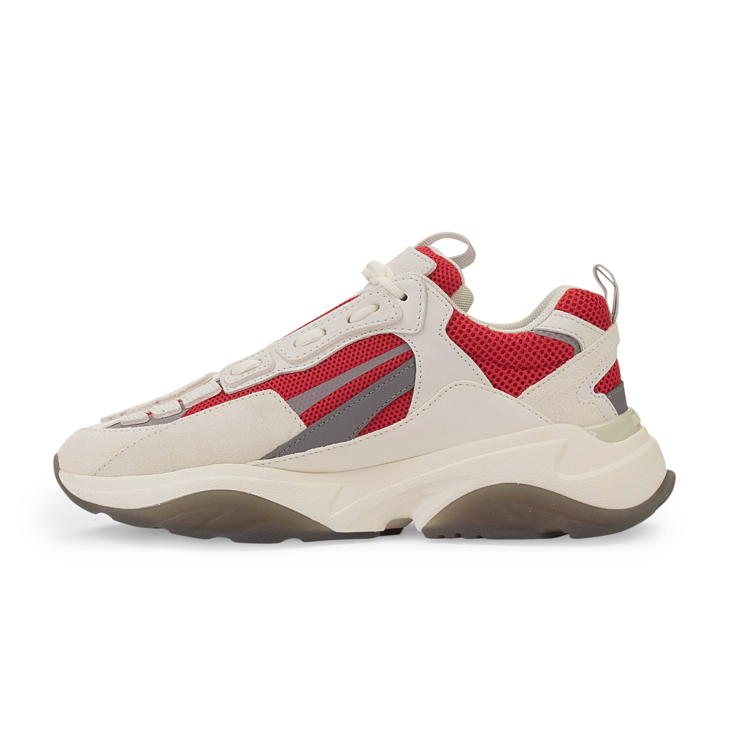 Red And White Leather Bone Runner Sneakers