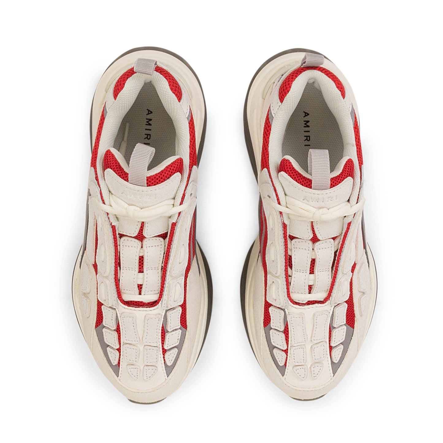 Red And White Leather Bone Runner Sneakers