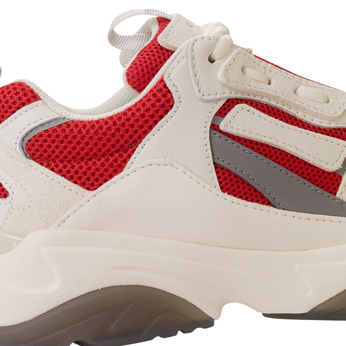 Red And White Leather Bone Runner Sneakers