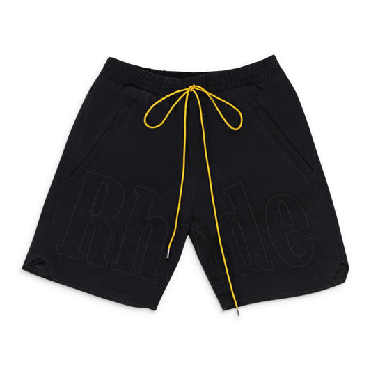 EMBROIDERED LOGO ON TWILL BLACK SHORTS